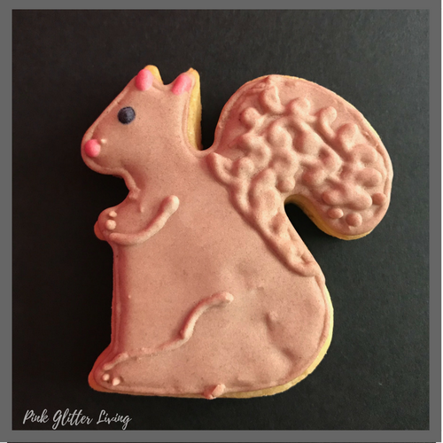 squirrel sugar cookie with royal icing decorations
