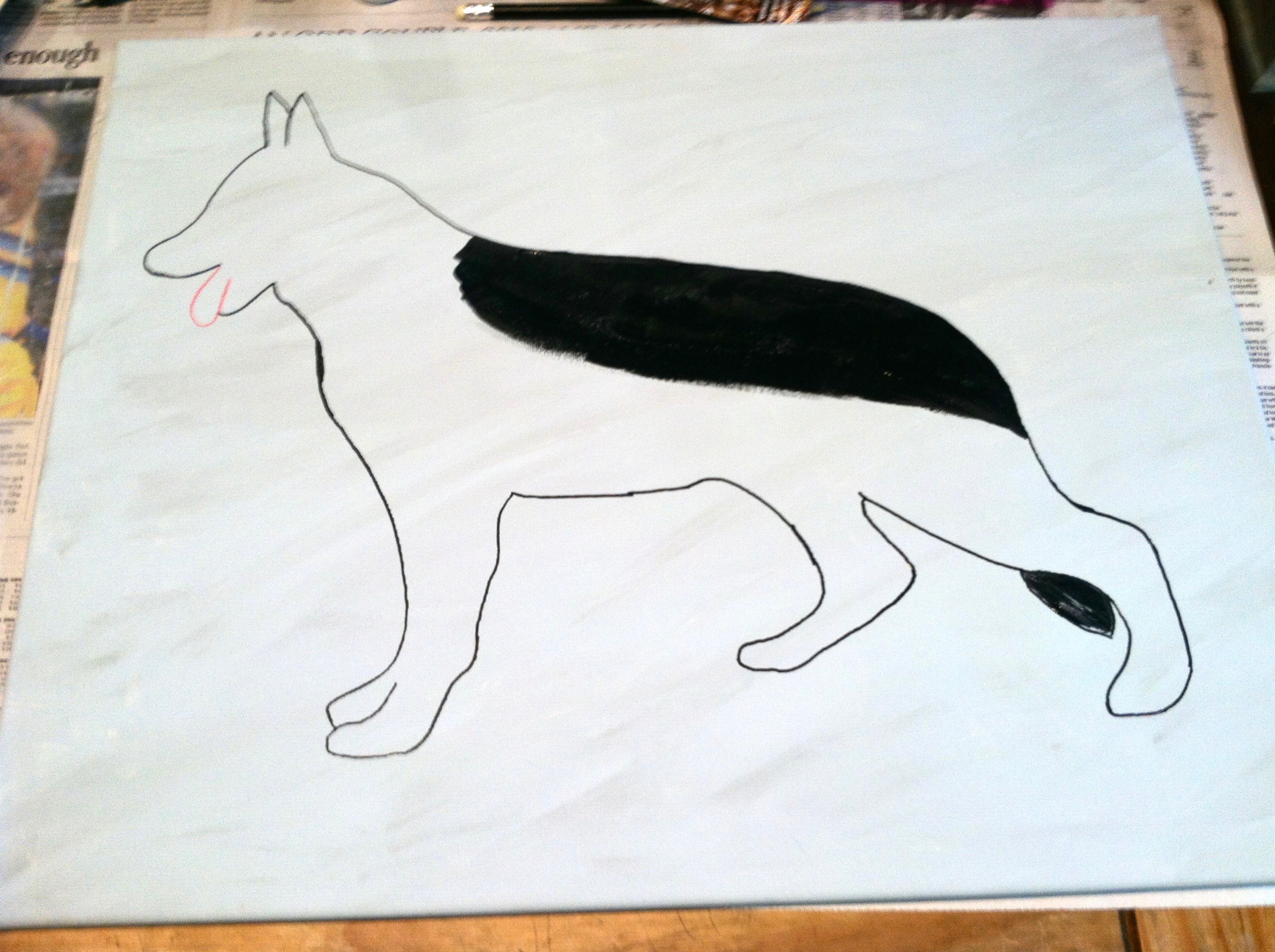 canvas with traced silhouette